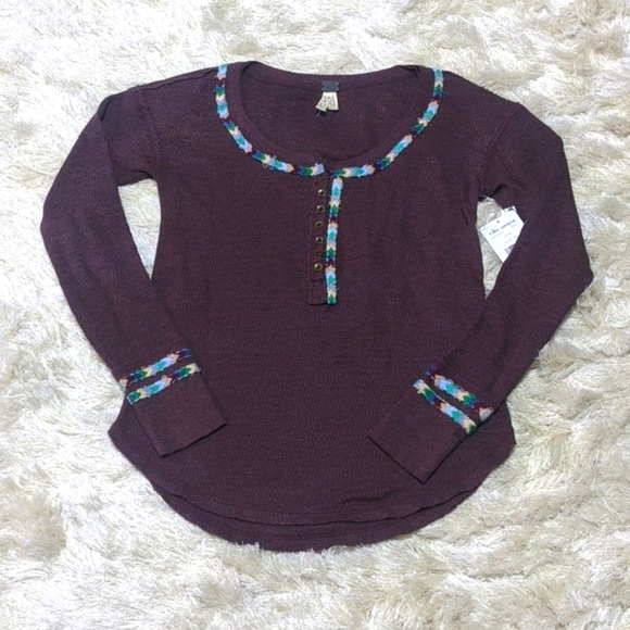 Free People We The Free Rainbow Thermal Wine XS - Picture 3 of 7